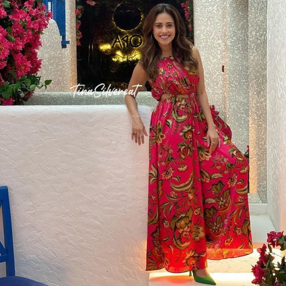 BLOGGER'S FAVE! Zara Cut Out Printed Jumpsuit Barbie Pink Sz S NWT - Picture 10 of 16